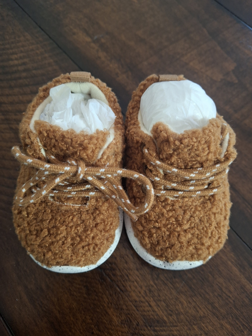 Baby GAP Brown Sherpa Lace-Up Baby Shoes NWOT